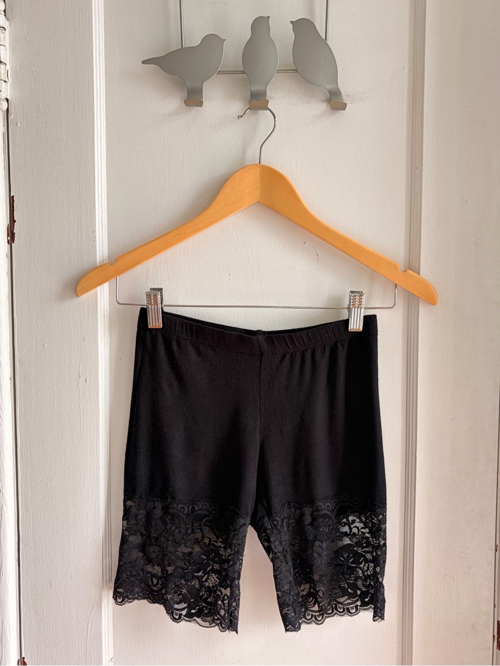 Black Lace Trim Women’s Rayon/Spandex Bike Shorts in Small